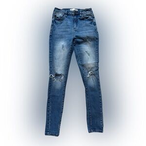 KanCan | Medium Wash Distressed Skinny Jeans, Mid Rise, 5/26